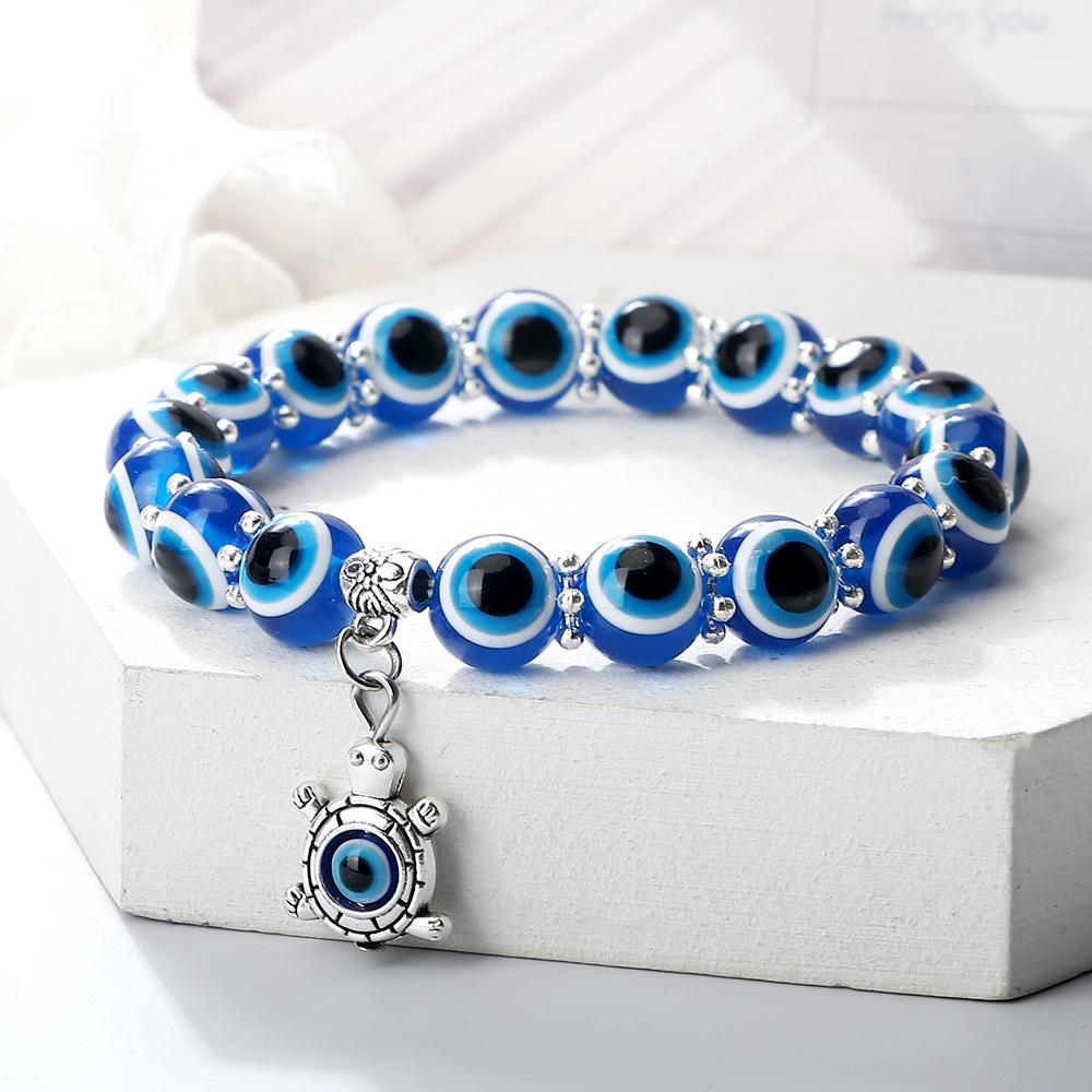 Bohemian evil eye bracelet, for men and women, negative energy beaded bracelet, elastic cord bracelet, handmade lucky jewelry