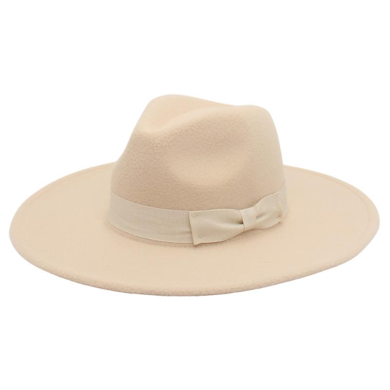 Jazz Hat Retro Men'S And Women'S Cotton Felt Hat Big Brim Panama Hat Gold Chain Hat