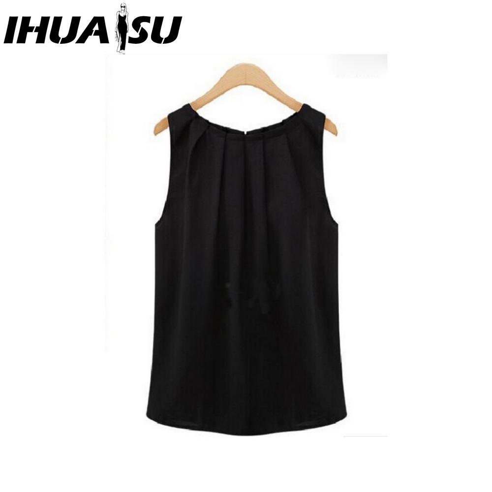 

IHUASU Women s Fashion Casual Solid Color Print Sleeveless O Neck Blouses & Shirts XXL чёрный