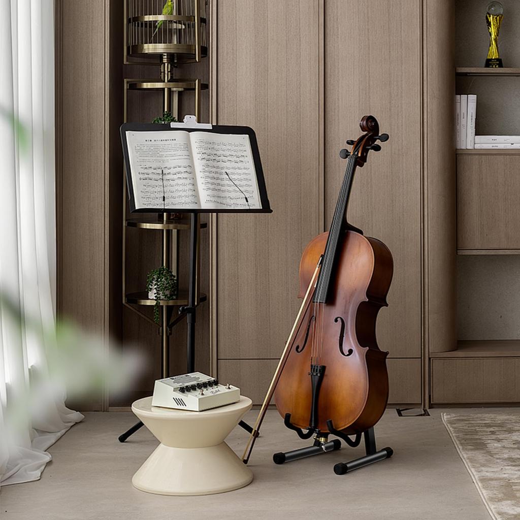 GeeWin A-Frame Foldable Cello Stand 1/8-4/4 Guitar Stand Black Plastic Main Body Rubber Feet
