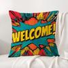 welcome Cushion Cover Natural Linen Organic Fabric DoubleSided Printing Sofa Home Decor Gift Pillow Cover