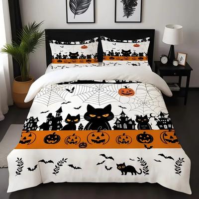 Halloween Style Digital Print Duvet Cover Cartoon Pattern Bed Set Soft Comfortable For Kids Teens Adults Quilt Cover Pillowcase