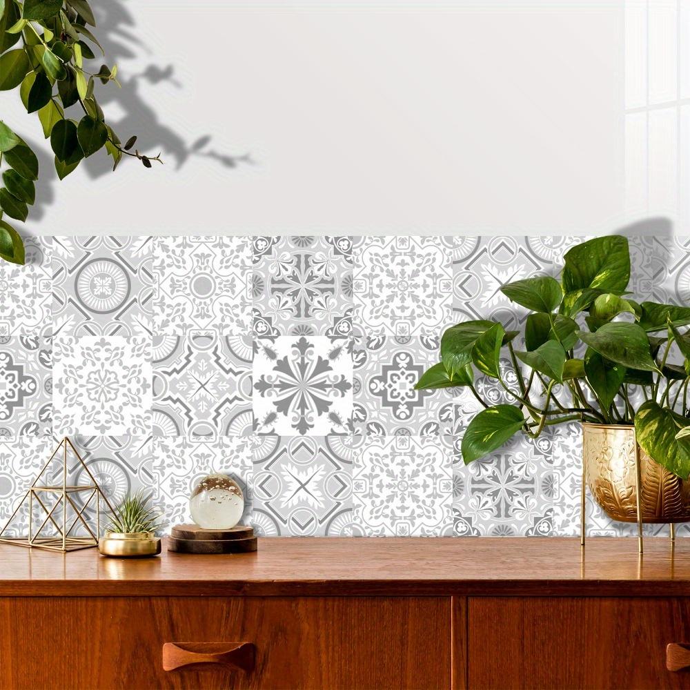 10pcs Mexican Tile Stickers Self-Adhesive Light Color Waterproof Wall Stickers Floor Sticker for Bedroom Kitchen Bathroom Stairs Garden Floor