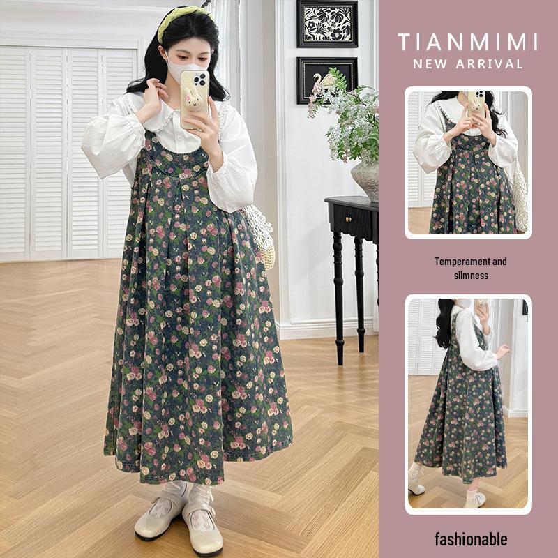 Spring/Summer 2026 Floral Embroidered Denim Pinafore Dress Extra Large