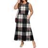 Ladies' Plaid Printed Casual and Fashionable Waist Cinched Sleeveless Dress
