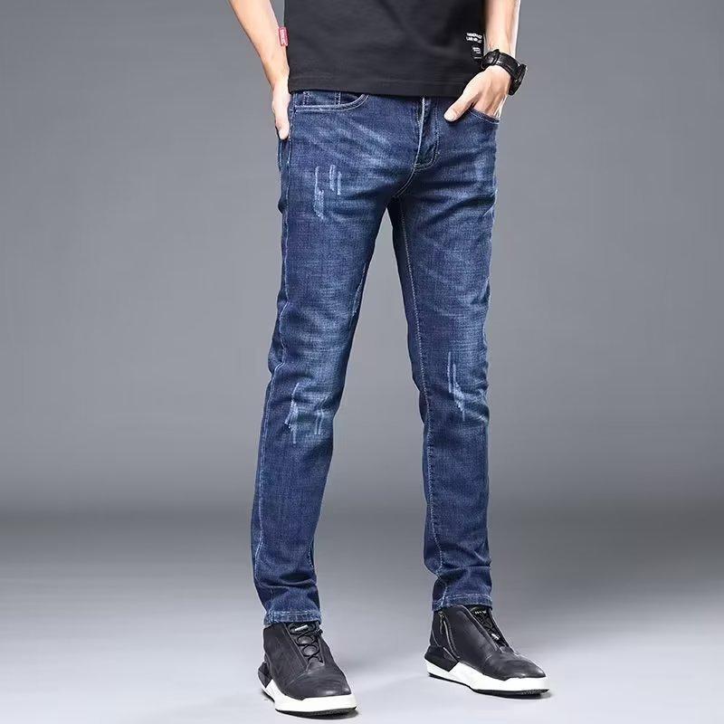 

Мужские брюки больших размеров Мужские джинсы Мужские прямые зауженные Корейская версия тренда на все случаи жизни Свободные повседневные брюки 29 синий