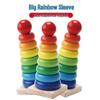 Rainbow Wooden Ring Toss & Stacking Toy for Toddlers (Ages 1-3)