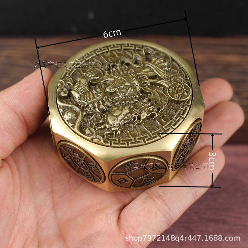 Brass Eight- Money-Making -Attracting Stress-Relief Ten-Sided Spinner Pure Copper Handheld Pixiu Wealth-Bring