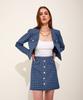 Chaenyuyog Denim A-Line Crystal Skirt [Deep Blue]