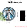 Holy Angel Wooden Sign - Beautiful Angel Round Artwork for Front Door Wall Home Hanging Decoration