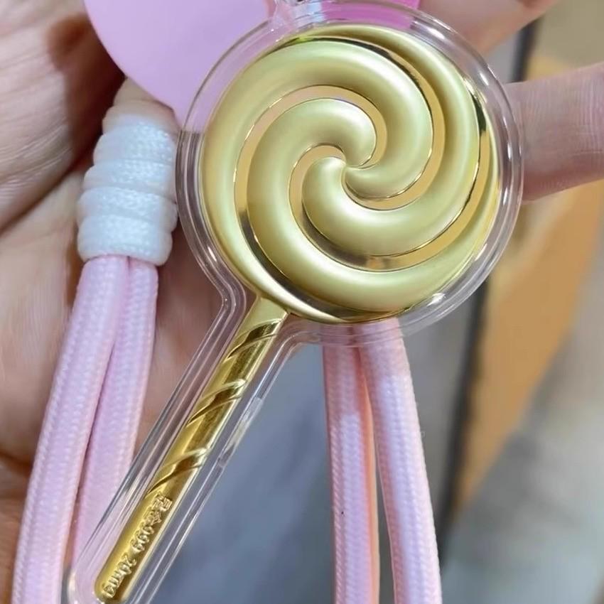 999 Pure Gold Flake Lollipop Pendant Keychain - Valentine's Day Gift for Her