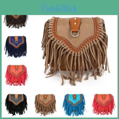 Elegant Bohemian Tassel Crossbody Bag For Women Stylish Vintage Pu Shoulder Bag