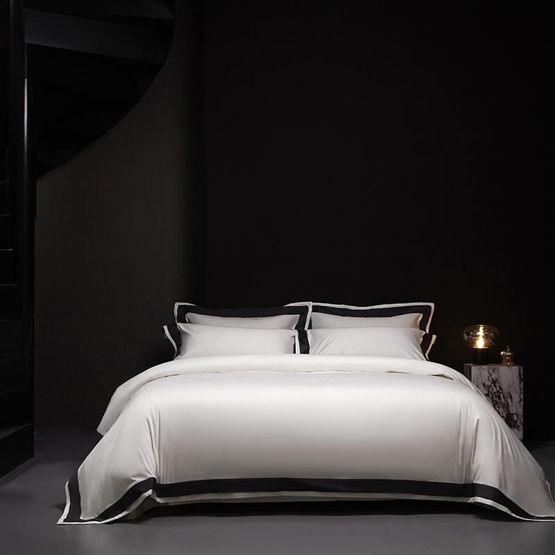 

4Pcs Premium 1000TC Egyptian Cotton Solid Color Hotel Style Wide Edge Bedding Set Duvet Cover Bed Sheet/Fitted Sheet Pillowcases Flat Bed Sheet&Queen 200X230cm 4pcs