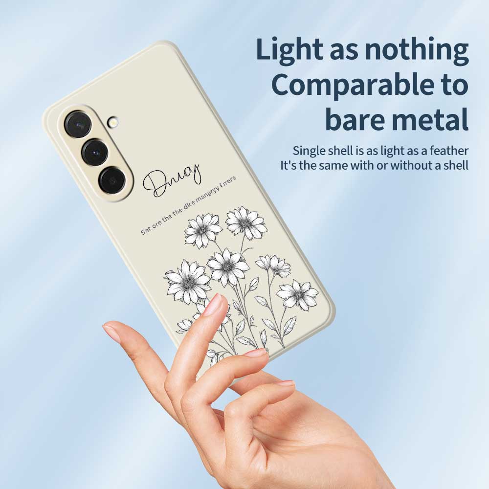 For Samsung Galaxy A36 5G Case Sketch Flowers Pattern Printing Straight Edge TPU Phone Back Cover