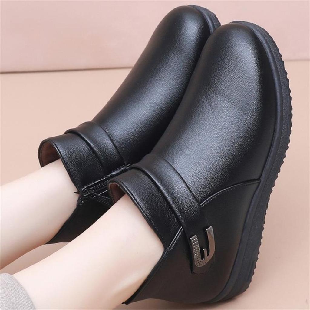 Women Ankle Boots Plush Short Tube Flat Soled Snow Boots Autumn/winter New Simple Retro Zipper Warm Casual Cotton Boots