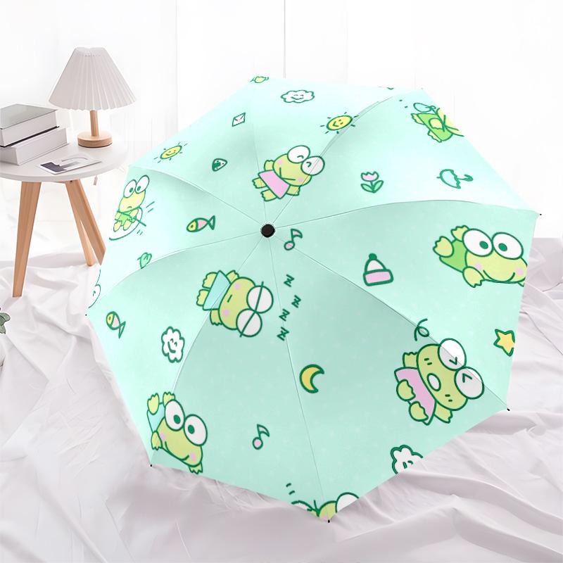 Kerokerokeroppi pattern, automatic folding umbrella, portable and foldable design, 8 ribs, a Christmas or birthday gift.