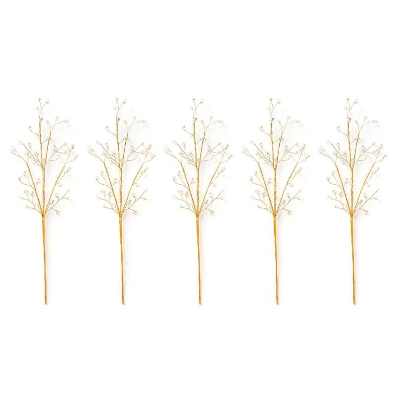 

Pack Of 5 Christmas Tree Decorative Stem Artificial Plant Branches Home Decoration Festival Ornament Accessories