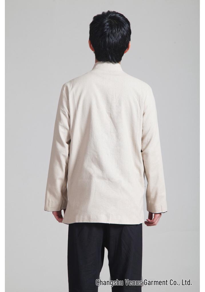 Men's Reversible Cotton and Linen Ethnic Tang Suit, Long Sleeve, 2973 Style