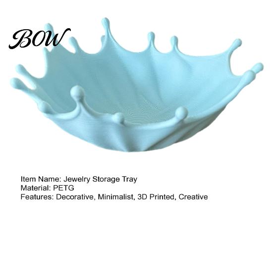 Unique Gift for Her 3D Printed Jewelry Tray Rings Earrings Bracelets, Ocean Splash Non Slip Storage Trinket Dish, Decorative Desktop Organizer