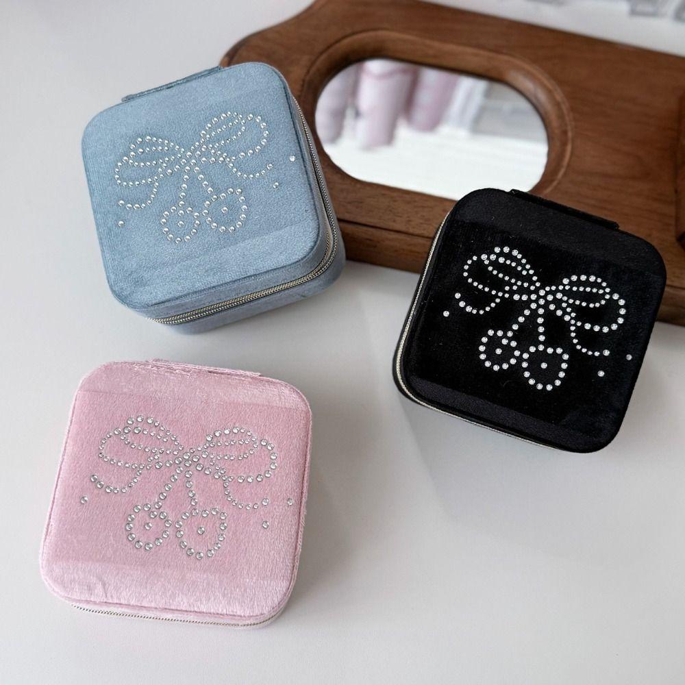 Shining Cherry Jewelry Storage Box Velvet Earrings Ring Storage Jewelry Case Partition Design Jewelry Display Organizer