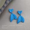 Holiday Wind~ Paint Texture Dopamine Blue Tone Personality Fish Tail Fresh and Sweet Spice Girl Earrings