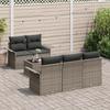 Ensemble de Canapés de Jardin de 6 pièces avec coussins en rattan poly gris, Canapé de jardin 2 places avec rangement 3353908