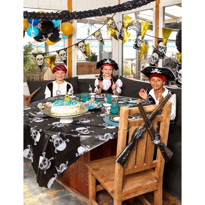 Nappe En Plastique Pirate Jolly Roger 130 X 180 Cm - Noir