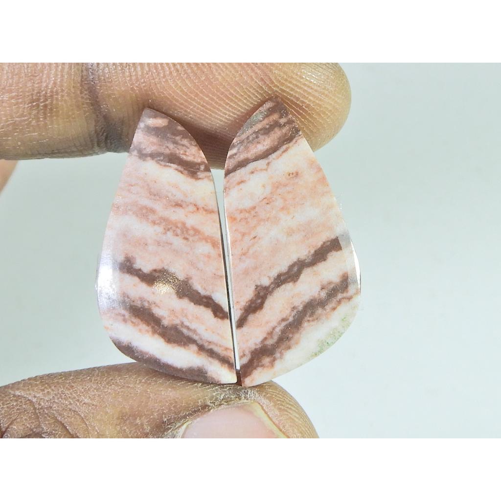 13X29X04 MM Natural Zebra Jasper Matched Pair Fancy Cabochon Loose Gemstone B-264