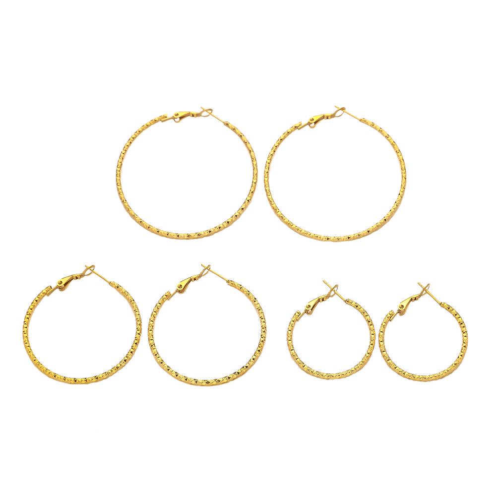 European Trendy Stainless Steel Geometric Ear Cuffs - High-End Gold Crushed Ice Titanium Earrings