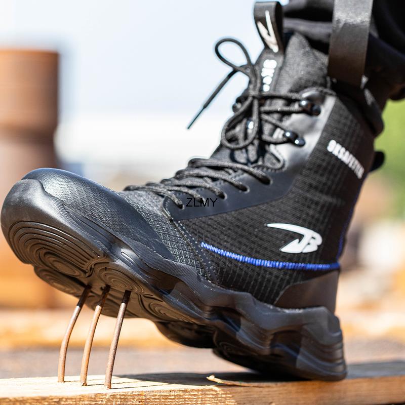 High Top Men Safety Shoes Lightweight Steel Toe Sneakers Work Boots Male Construction Protective Footwear