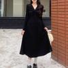 Black long-sleeved dress for women's early autumn large size thin high-end temperament with coat backing dress