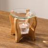 Aromas Lamp Stove Wood Stand Essential Oil Warmer with Candle Holder Ceramics Wax Melt Burners Heater for Meditations