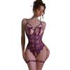 Man Yan Sensual Lace Crotchless Bodysuit with Bowknot - Women's Sexy See-through Cutout Lingerie