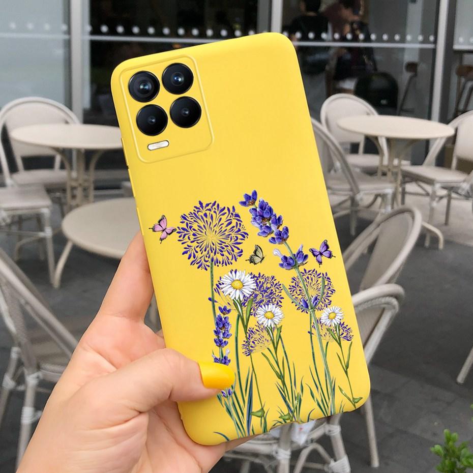 For Realme 8 Case Lavender Sunflower Silicone Back Cover For Realme 8 Pro 8i Realme8 4G RMX3085 Soft TPU Phone Case Luxury Coque