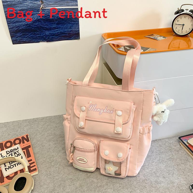 Nylon School Backpack For Students With Design And Letter Pattern For Campus Use