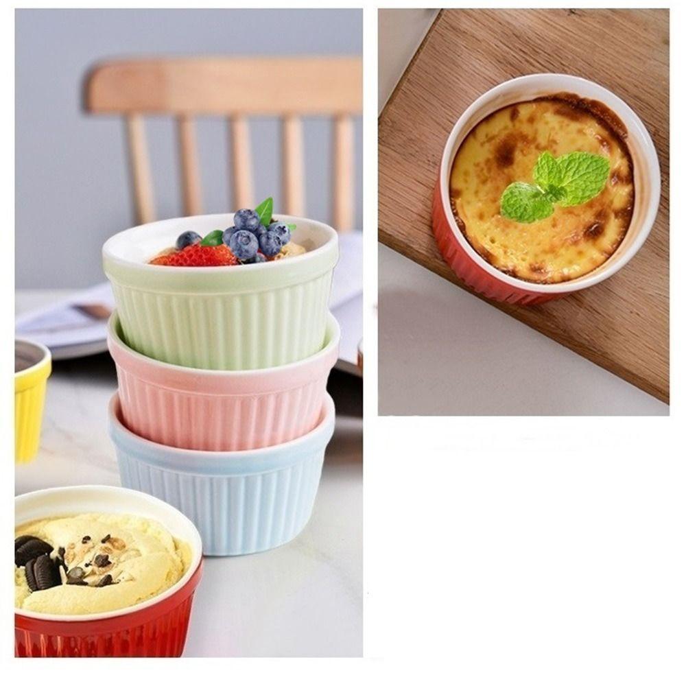 4Pcs Oven Safe Ramekins for Baking Colorful Fluted Porcelain Bowls Creme Brulee Dishes  Desserts