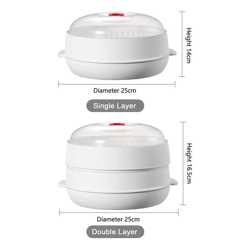 New Food Grade PP Microwave Steamer With Lid Tray Multifunctional Cookware For Rice Egg Vegetable Dumpling Cooking