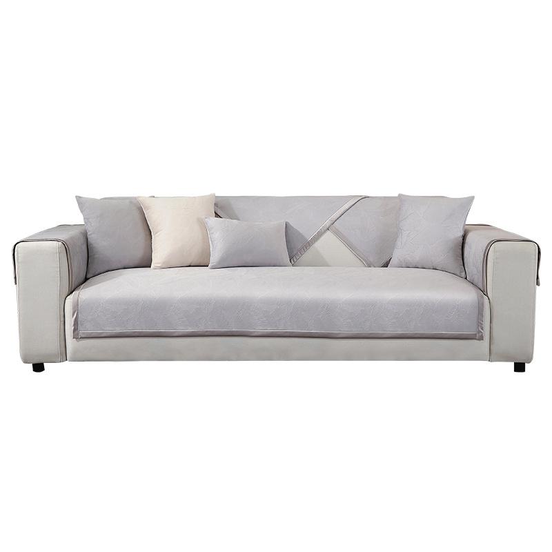 Light Luxury Sofa Cushion, Universal Non-Slip Seat Cushion Cover Cloth For All Seasons, Nordic Modern High-End Gray Leather Sofa Cover Towel