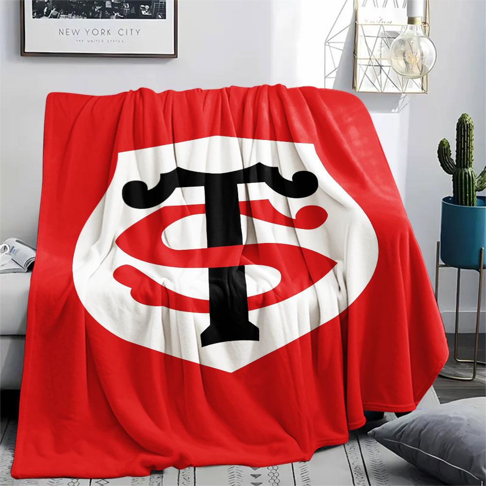 1PC Stade Toulousain Patterned Flannel Blanket Suitable For All Seasons for Home Decor Warmth and Comfort Gifts Holiday Present