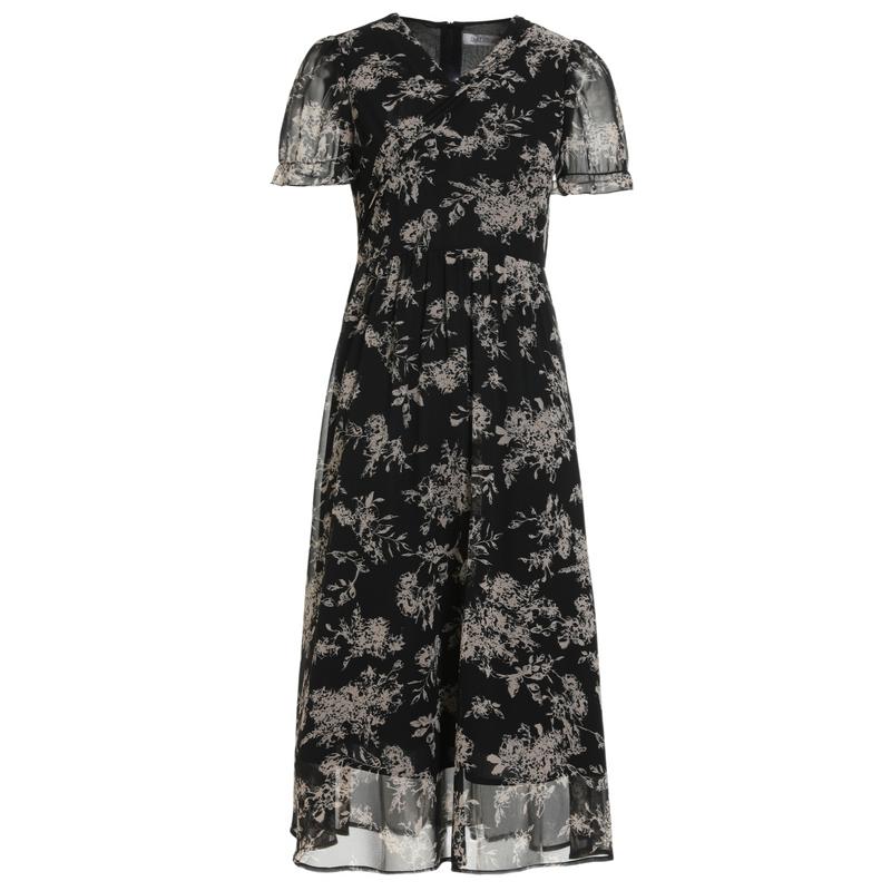 French Elegant V-Neck Floral Dress