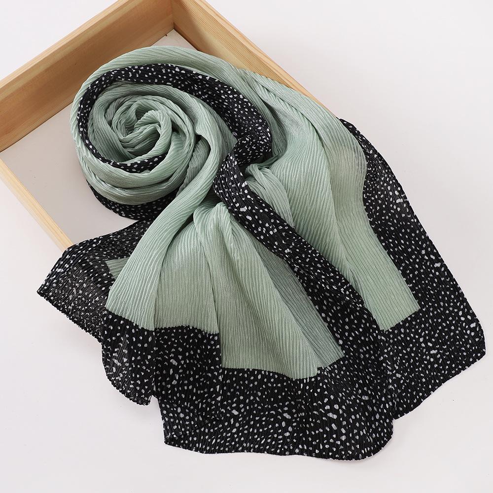 New women's bag head printed yarn scarf, Malaysian wrinkled splicing fashion package headscarf