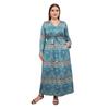 Spring and Autumn Women's Dress Plus Size Loose Women's V-Neck Long Dresses Vintage Temperament Printed Dresses