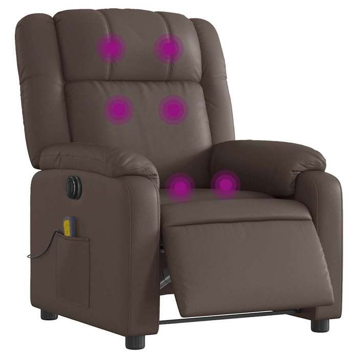 VidaXL Electric Reclining Massage Chair Brown Faux Leather 3205145