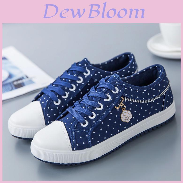 Dark Blue Canvas Shoes For Women With Comfortable Board Bottom Design**