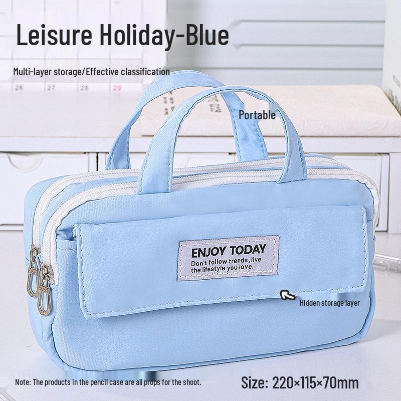 Large Capacity Blue Transparent Ita Pencil Case - Stylish and Functional for Students