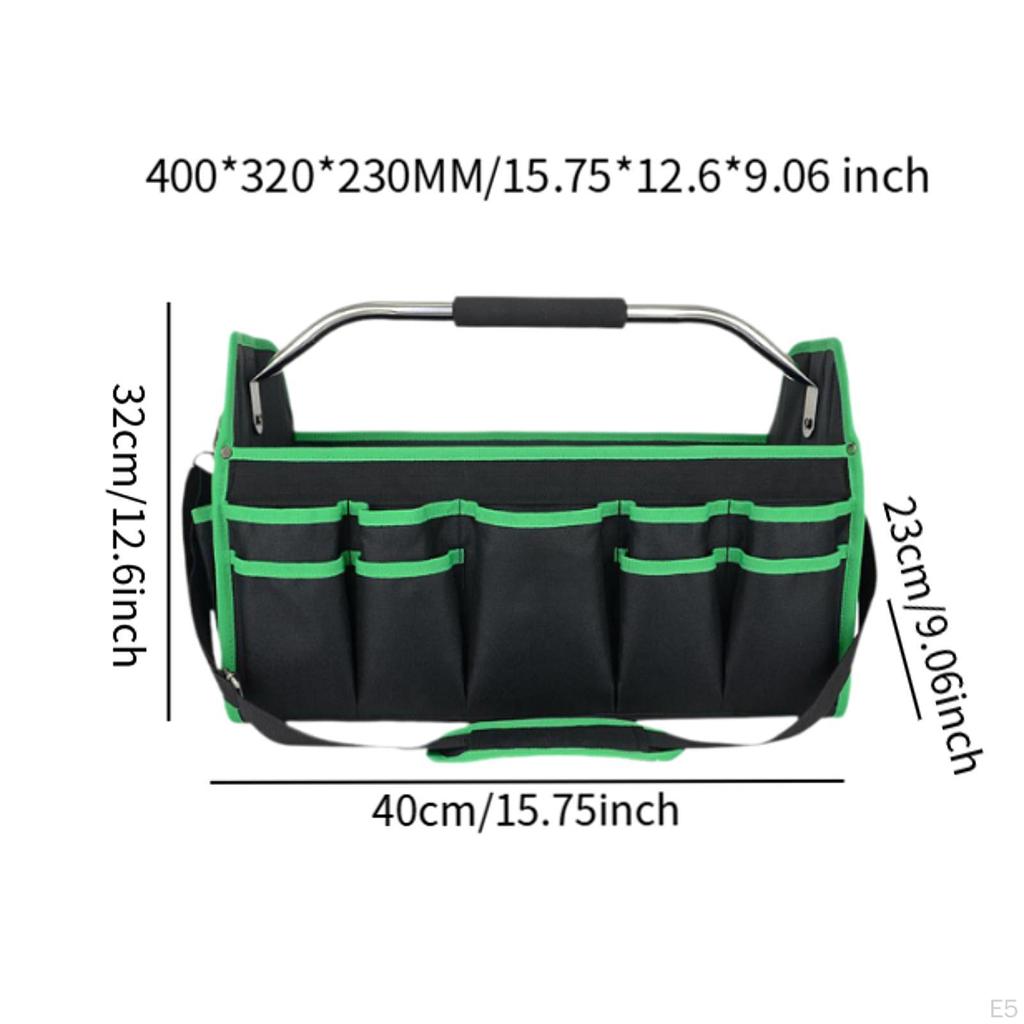 16 Inch Foldable Tool Storage Bag Oxford Cloth Tote Adjustable Shoulder Strap for Carpenter