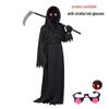 Kids' Luminous Red-Eyed Grim Reaper Halloween Costume Set with Scythe