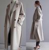 Wollmantel für Damen - 2024 Herbst/Winter Koreanischer Stil Lange Gürtel-Überkniejacke