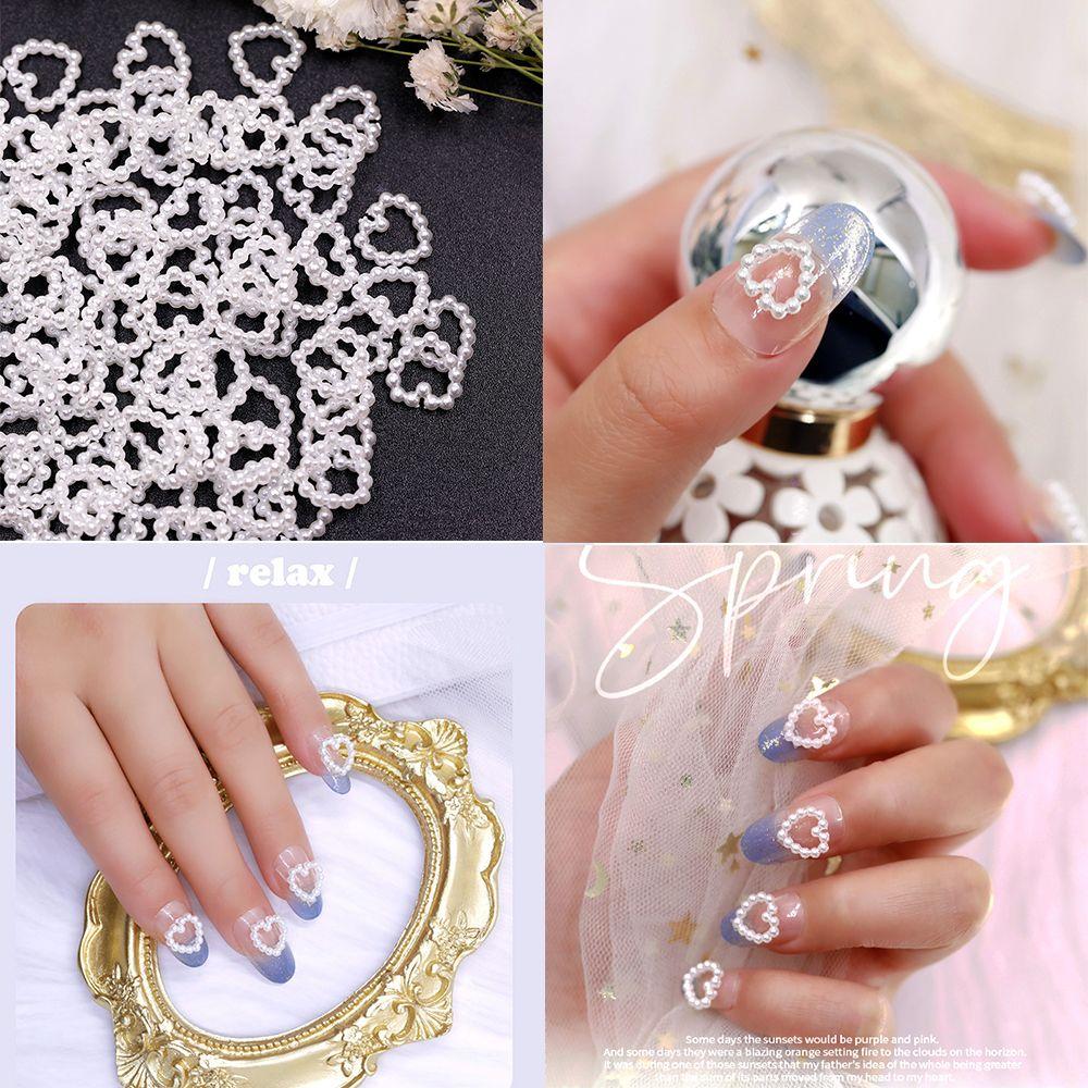 

10pcs Beauty Elegant Heart shape DIY Sticker Manicure Accessories 3D White Pearl Nail Rhinestones