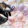 Set Sutien cu Dantelă Franceză și Gât Înalt Lenjerie Intimă Sexy Femei Satin de Mătase de Înaltă Calitate Roz Princess Intimates Seturi de Lenjerie cu Bretea Detașabilă